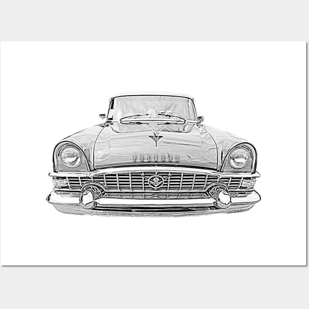 Packard Patrician 1950s American classic car monochrome Wall Art by soitwouldseem